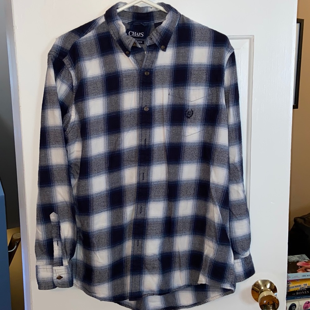 Nautica navy and white flannel 100% cotton size large EUC